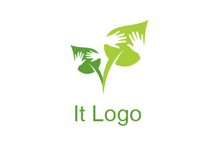 hands in leaves logo