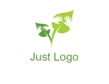 hands in leaves logo