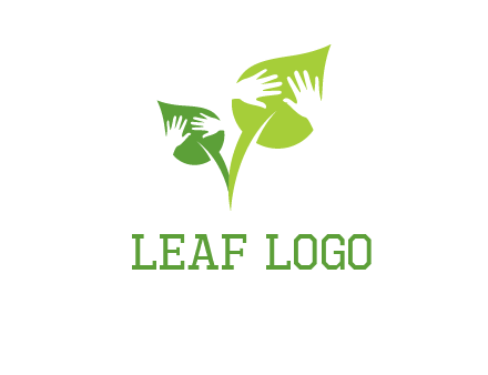 hands in leaves logo