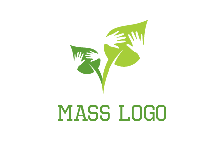 hands in leaves logo