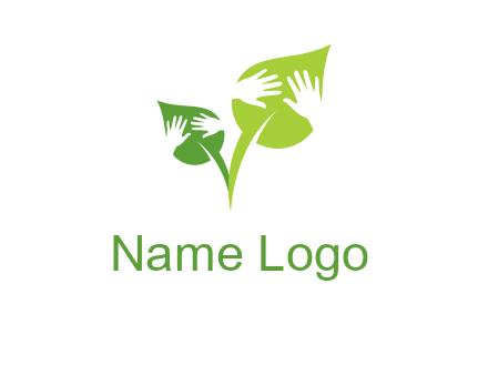 hands in leaves logo