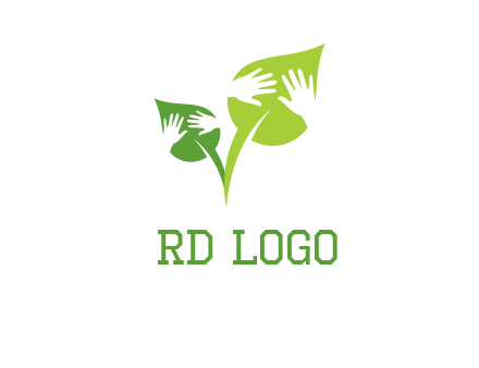 hands in leaves logo