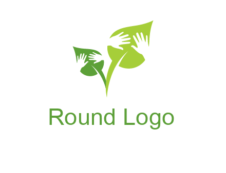 hands in leaves logo