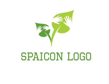 hands in leaves logo