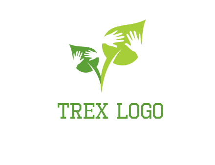hands in leaves logo