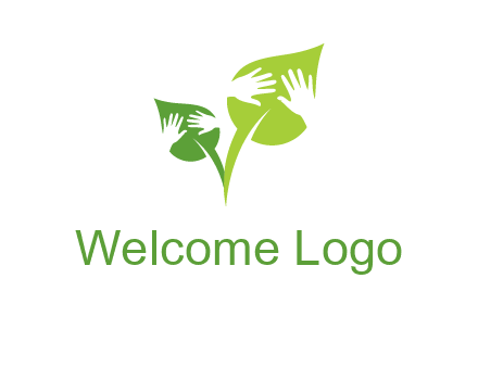 hands in leaves logo