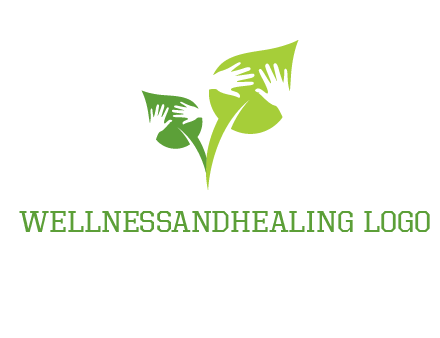 hands in leaves logo