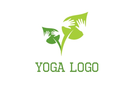 hands in leaves logo