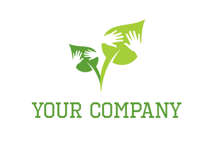 hands in leaves logo