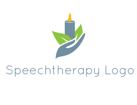 leaves and candle resting on a hand logo