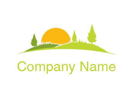 sunset over a meadow logo