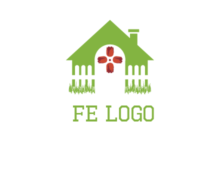 house or cottage with a picket fence logo