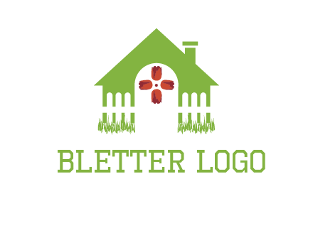 house or cottage with a picket fence logo