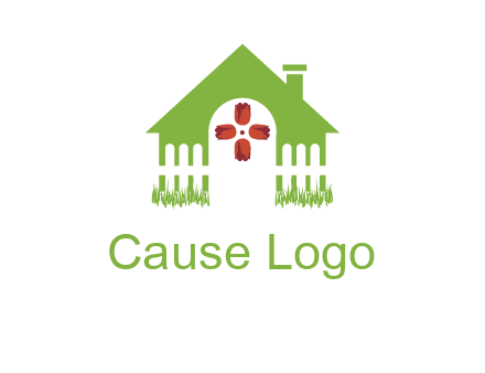 house or cottage with a picket fence logo