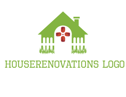 house or cottage with a picket fence logo