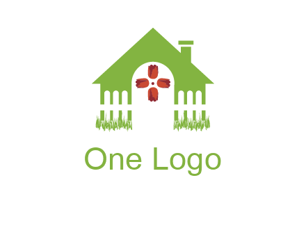 house or cottage with a picket fence logo