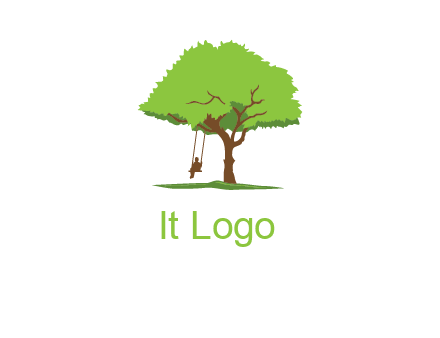 backyard swing on a tree logo