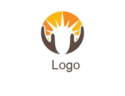 yoga logo displaying the sun shining between hands