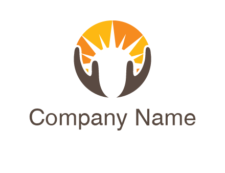 yoga logo displaying the sun shining between hands