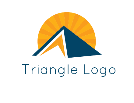 sunset behind pyramid logo