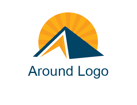 sunset behind pyramid logo
