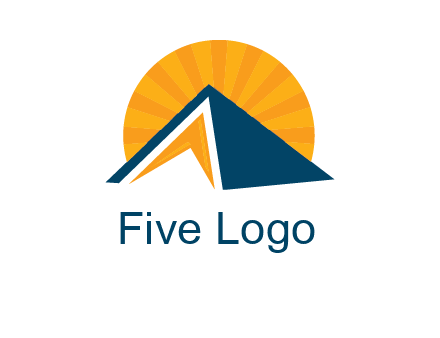 sunset behind pyramid logo