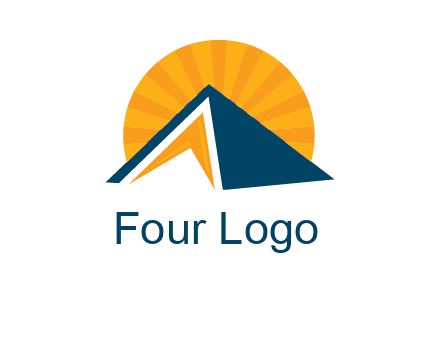 sunset behind pyramid logo