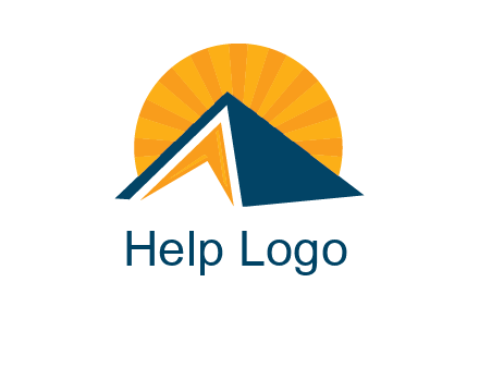 sunset behind pyramid logo