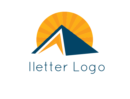 sunset behind pyramid logo