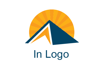 sunset behind pyramid logo