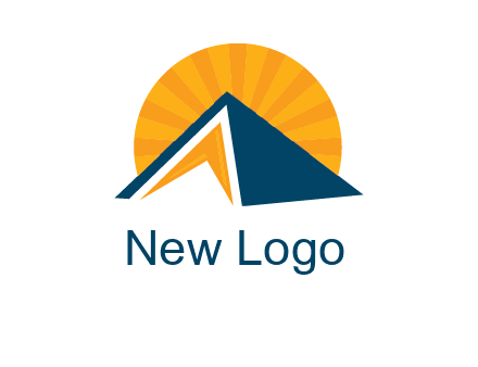sunset behind pyramid logo