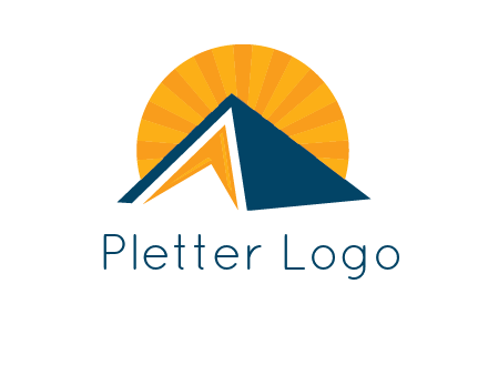 sunset behind pyramid logo