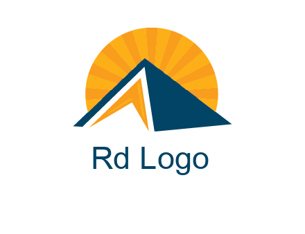 sunset behind pyramid logo