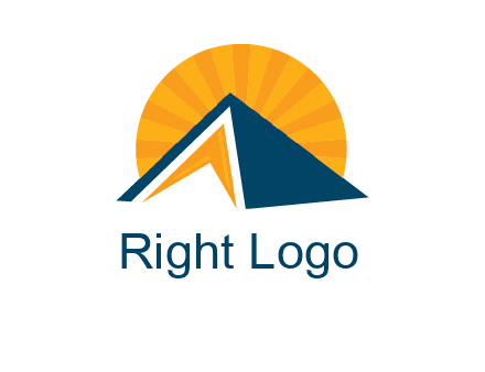 sunset behind pyramid logo