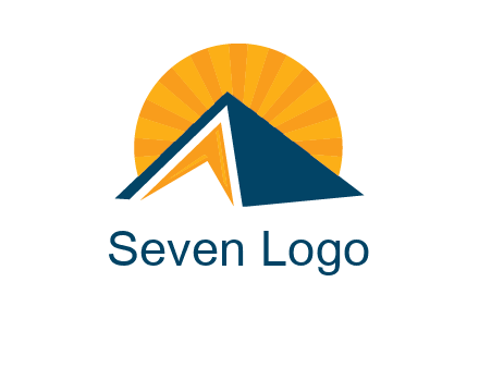 sunset behind pyramid logo