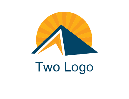 sunset behind pyramid logo