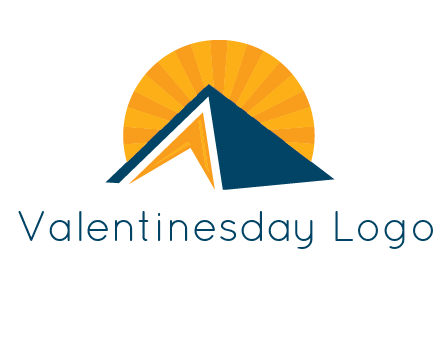 sunset behind pyramid logo