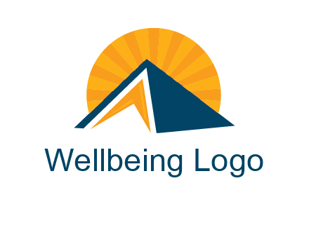 sunset behind pyramid logo