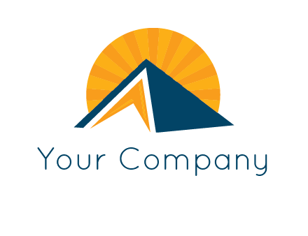 sunset behind pyramid logo