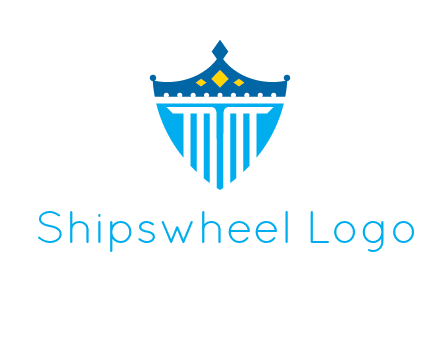 pillar and crown inside shield logo