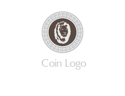 lion head on a coin or crest logo