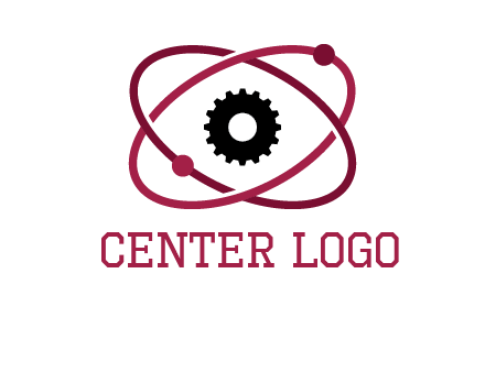 atom orbit with a gear at the center