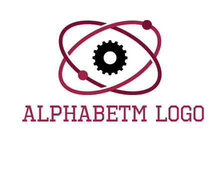atom orbit with a gear at the center