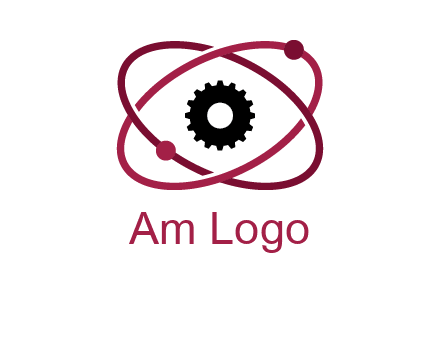 atom orbit with a gear at the center