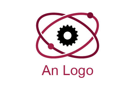 atom orbit with a gear at the center