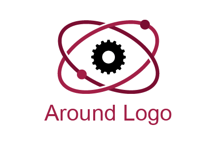 atom orbit with a gear at the center