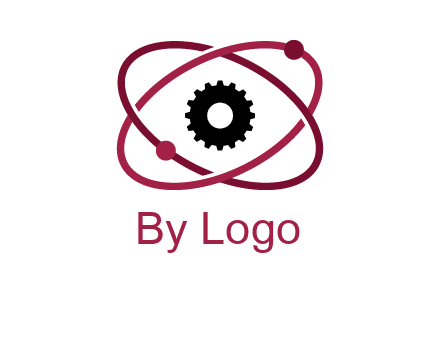 atom orbit with a gear at the center