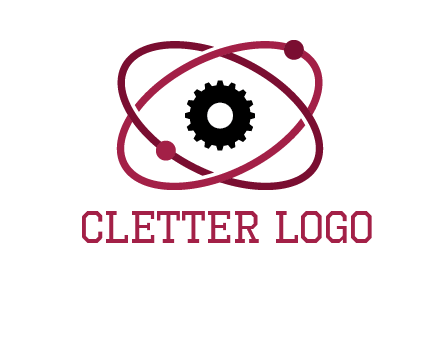 atom orbit with a gear at the center