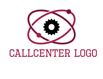 atom orbit with a gear at the center