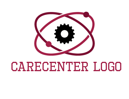 atom orbit with a gear at the center